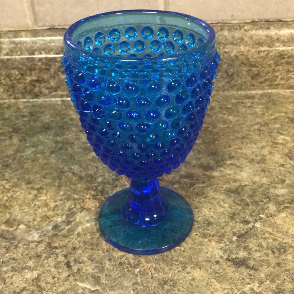 COPY - Hobnail blue/turquoise goblet set of three